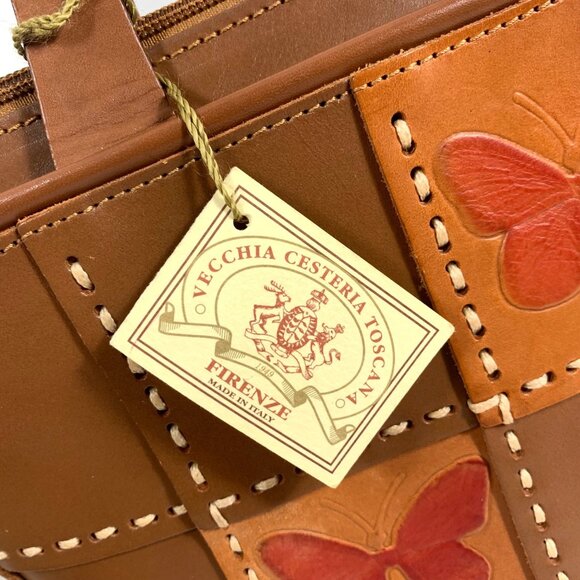 Ellepi Butterfly Patchwork Leather Tote Shoulder Bag Handmade In Italy NWT - Picture 3 of 14